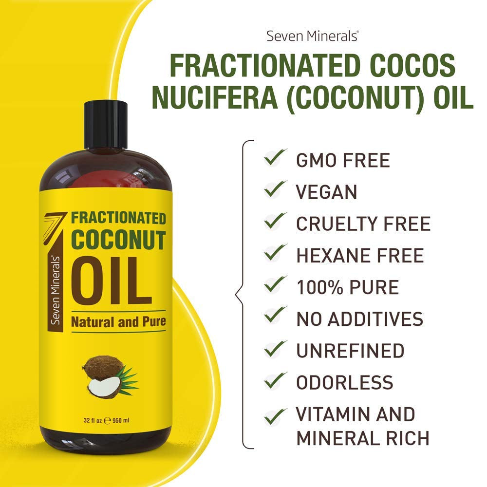 , Pure Fractionated Coconut Oil - Big 32 Fl Oz Bottle - Non-Gmo, 100% Natural, Lightweight Massage Oil for Massage Therapy on Skin, Hair, More - Perfect Carrier Oil for Essential Oils