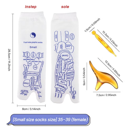 Foot Massage Socks Acupressure Reflexology Socks Foot Point Tool Physiotherapy Sock with Stick Massage Foot Point Diagram Socks