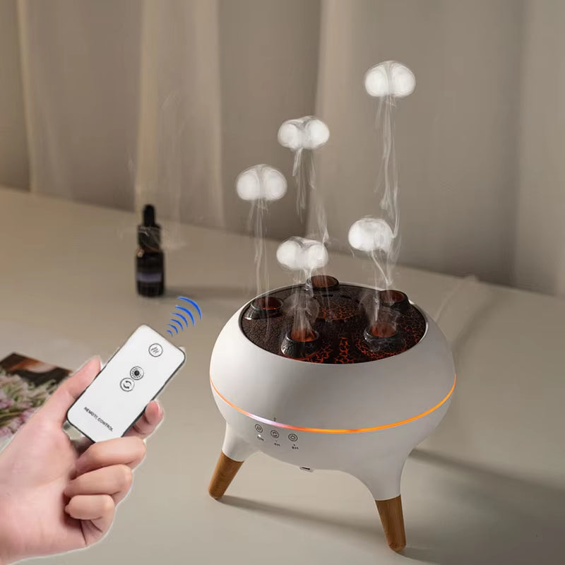 Dynamic Jellyfish Air Humidifier 250Ml Essential Oil Diffuser Remote Control Bedroom Humidifier with 7 Colorful Night Lights