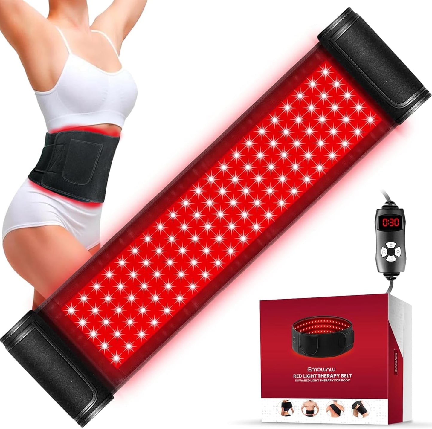 Red Light Therapy for Body, Infrared Light Therapy for Shoulder Waist Muscle Pain Relief, Upgraded 3 in 1 Led Beads, 660Nm Red Light &850Nm near Infrared Light Therapy Belt Wrap Timer Remote Control