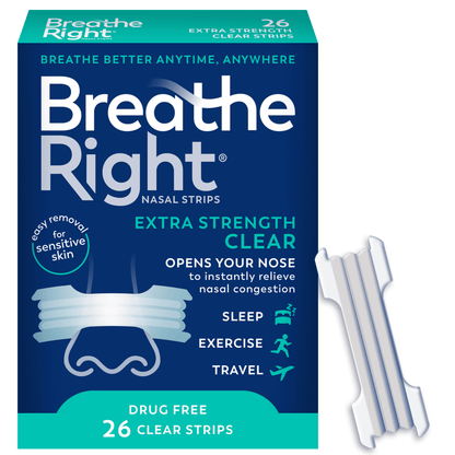 Extra Strength Nasal Strips, Clear, for Sensitive Skin, 26 Count