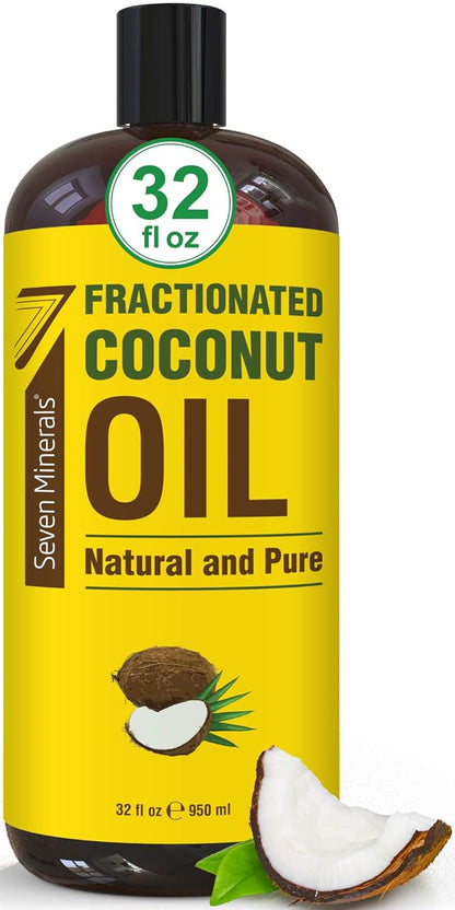 , Pure Fractionated Coconut Oil - Big 32 Fl Oz Bottle - Non-Gmo, 100% Natural, Lightweight Massage Oil for Massage Therapy on Skin, Hair, More - Perfect Carrier Oil for Essential Oils