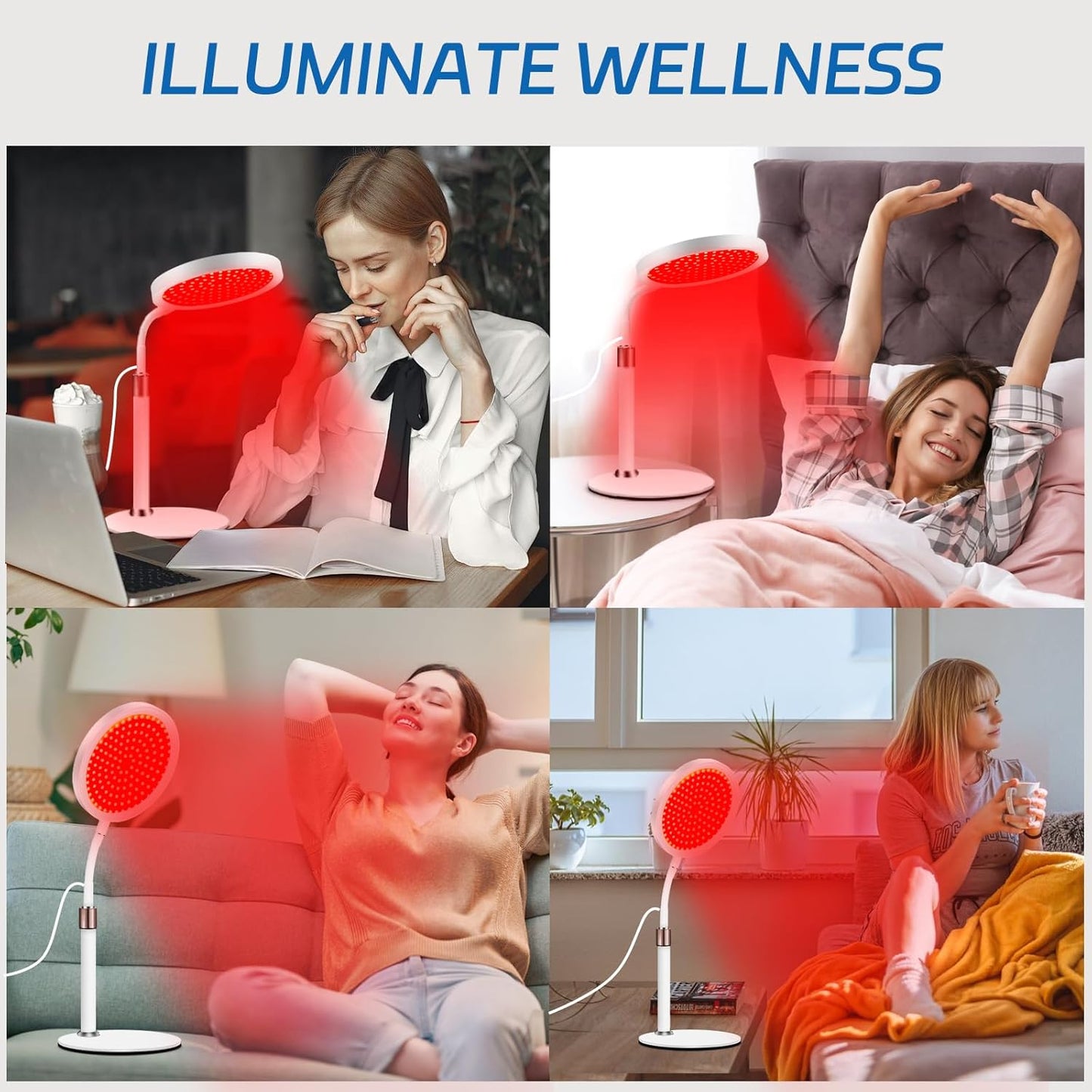 Red Light Therapy for Face, 660Nm & 850Nm & 940Nm Infrared Light Therapy, Height Adjustable & Angle Adjustable & Timer, 100Leds Red Light Therapy Lamp for Home Use