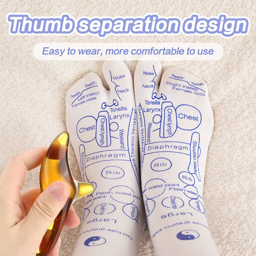 Foot Massage Socks Acupressure Reflexology Socks Foot Point Tool Physiotherapy Sock with Stick Massage Foot Point Diagram Socks